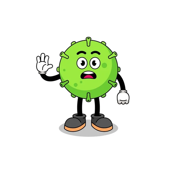 Virus Cartoon Illustration Doing Stop Hand Character Design — Stock Vector