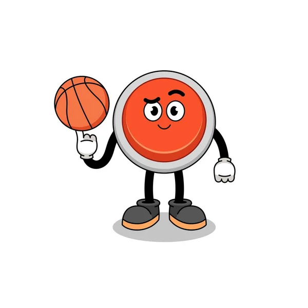 Emergency Button Illustration Basketball Player Character Design — Stock Vector