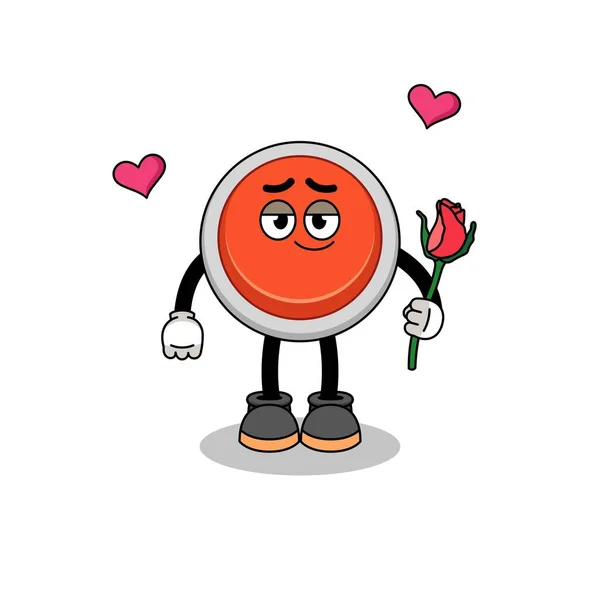 Mascotte Bouton Urgence Tomber Amoureux Character Design — Image vectorielle