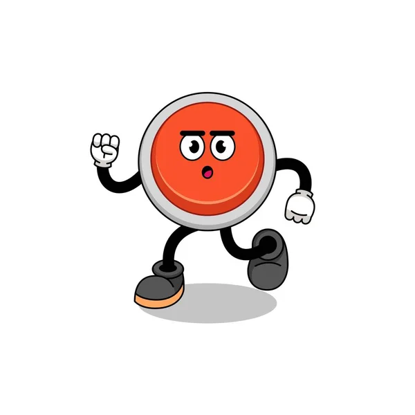 Ejecución Emergencia Botón Mascota Ilustración Diseño Caracteres — Archivo Imágenes Vectoriales