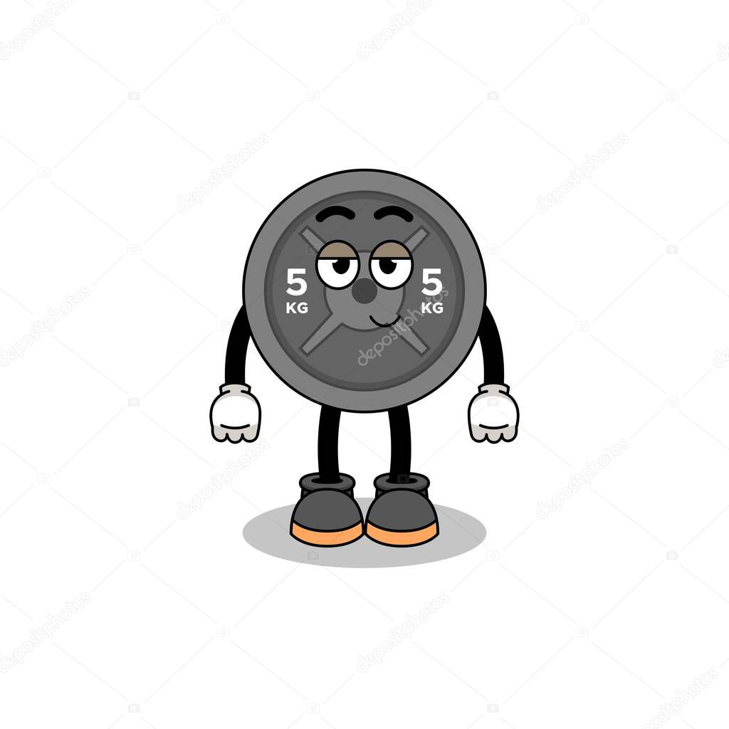 barbell plate cartoon couple with shy pose , character design