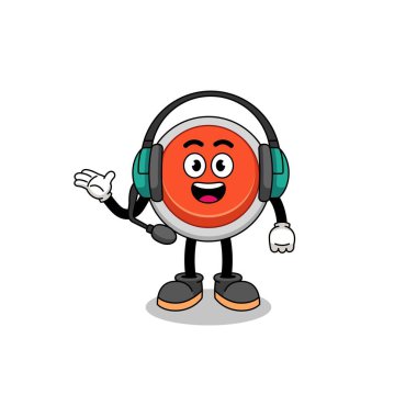 Müşteri hizmetleri olarak acil durum düğmesinin maskotu çizimi, karakter tasarımı