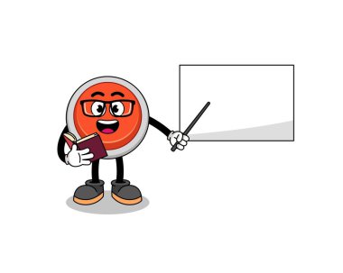 Acil durum düğme öğretmeninin maskot çizgi filmi, karakter tasarımı