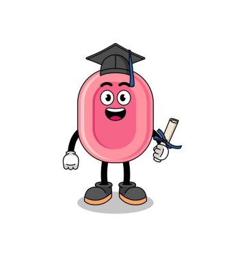 Mezuniyet pozlu bir maskot, karakter tasarımı