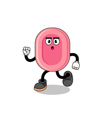 çalışan sabun maskotu illüstrasyonu, karakter tasarımı