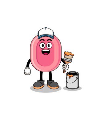 Bir ressam olarak sabunun karakter maskotu, karakter tasarımı