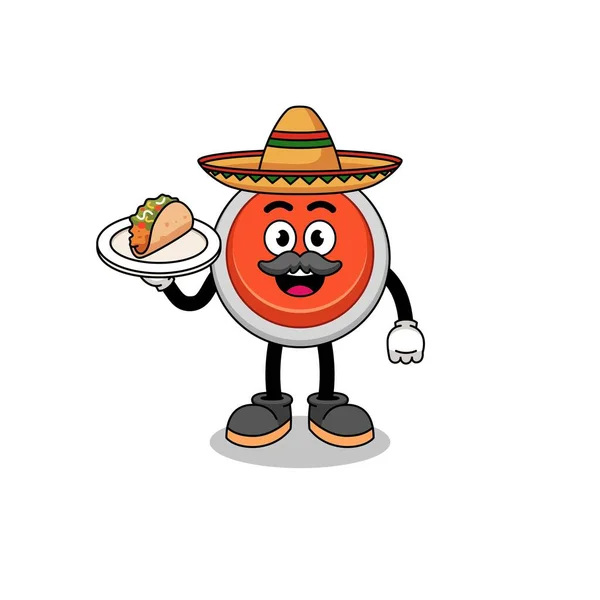 Desenhos Animados Caráter Botão Emergência Como Chef Mexicano Projeto Caráter — Vetor de Stock