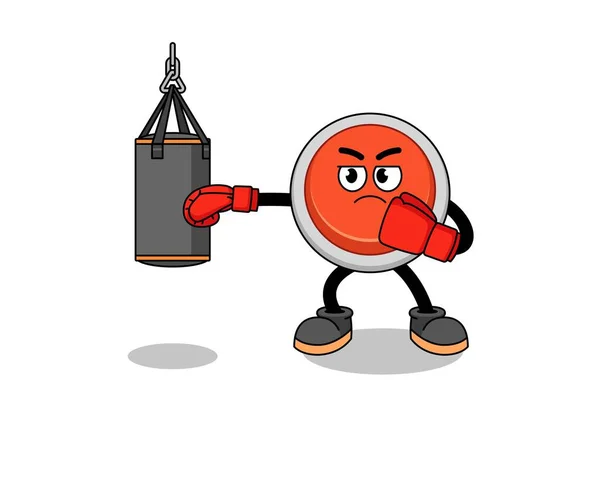 Ilustración Del Boxeador Botón Emergencia Diseño Caracteres — Archivo Imágenes Vectoriales