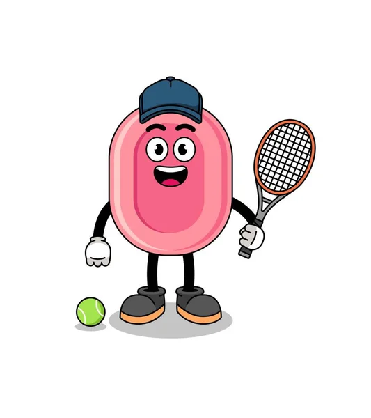 テニス選手としての石鹸イラストキャラクターデザイン — ストックベクタ