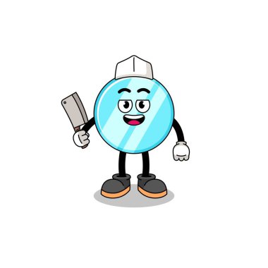 Kasap olarak ayna maskotu, karakter tasarımı.