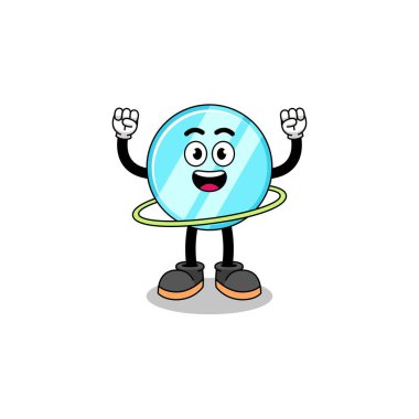 Hula hoop oynayan ayna çizimi, karakter tasarımı