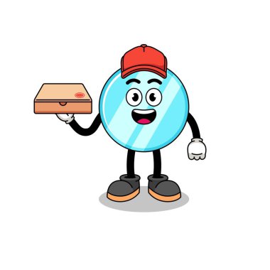 Pizza dağıtıcısı olarak ayna çizimi, karakter tasarımı.