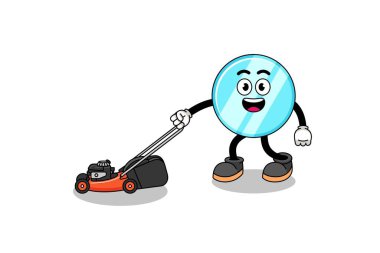 ayna çizimi karikatür çim biçme makinesi, karakter tasarımı