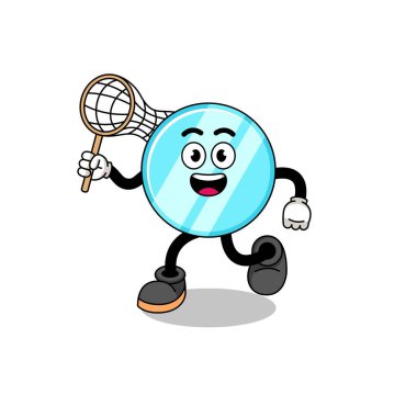 Bir kelebeği yakalayan ayna karikatürü, karakter tasarımı