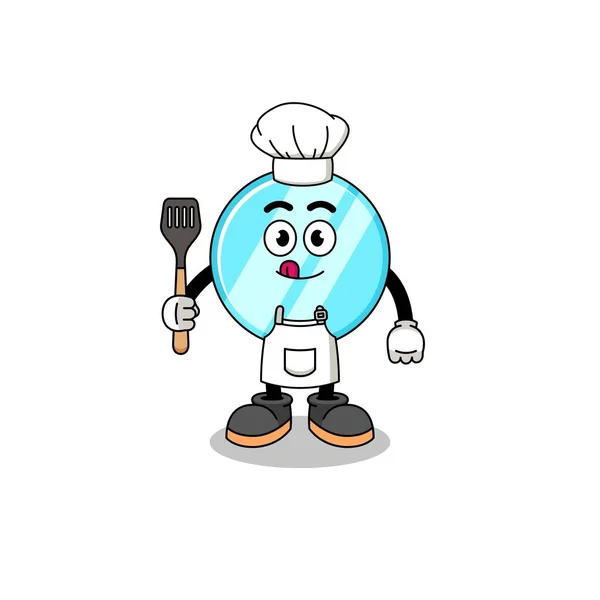 Mascotte Illustration Chef Miroir Character Design — Image vectorielle