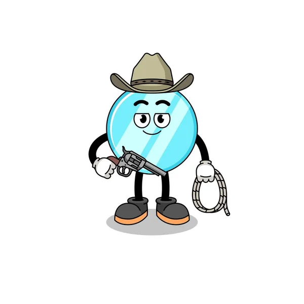 Mascote Personagem Espelho Como Cowboy Design Personagem — Vetor de Stock