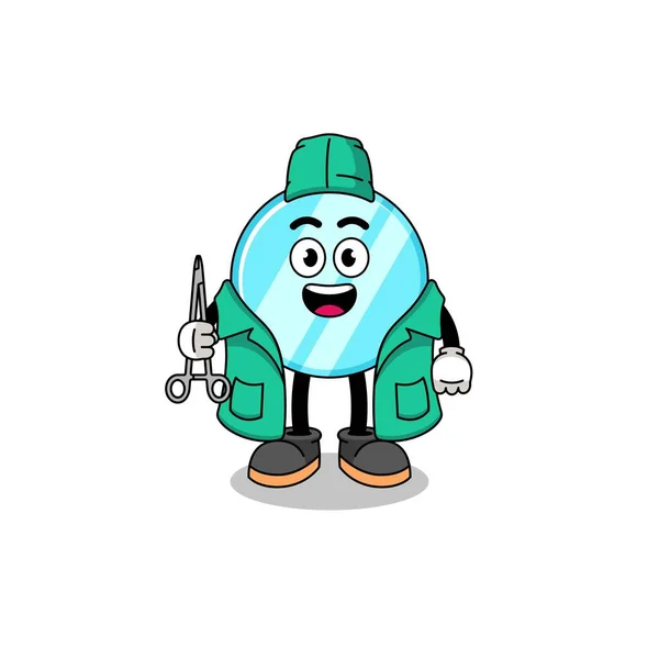 Illustrazione Della Mascotte Specchio Come Chirurgo Character Design — Vettoriale Stock