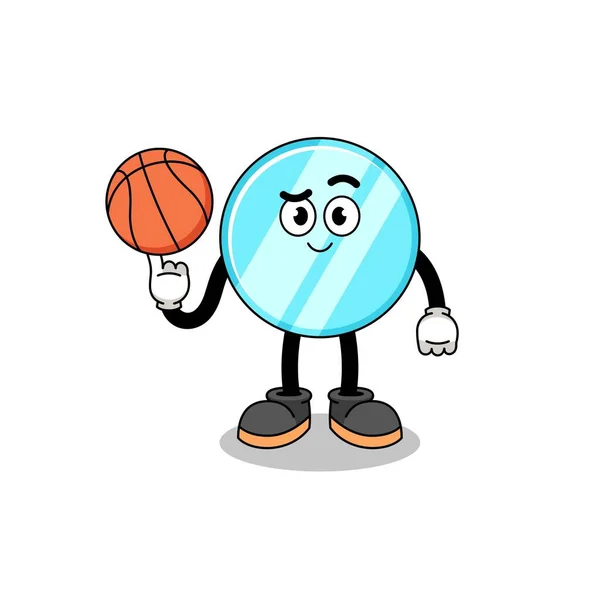Απεικόνιση Καθρέφτη Παίκτης Μπάσκετ Σχεδιασμό Του Χαρακτήρα — Διανυσματικό Αρχείο
