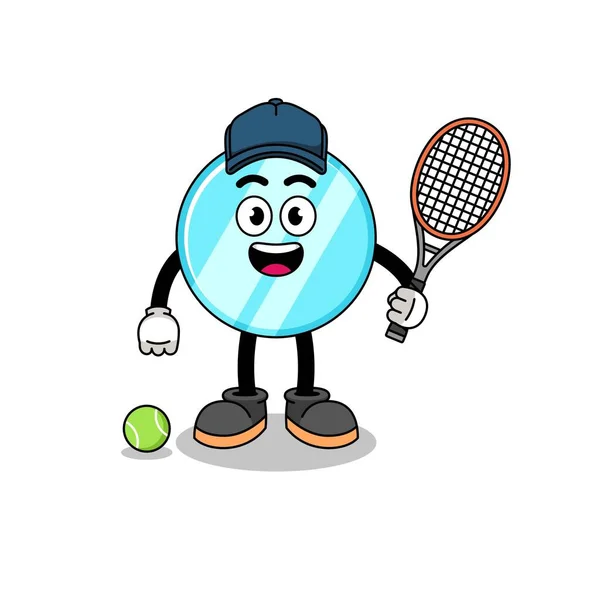 Illustration Miroir Tant Que Joueur Tennis Character Design — Image vectorielle