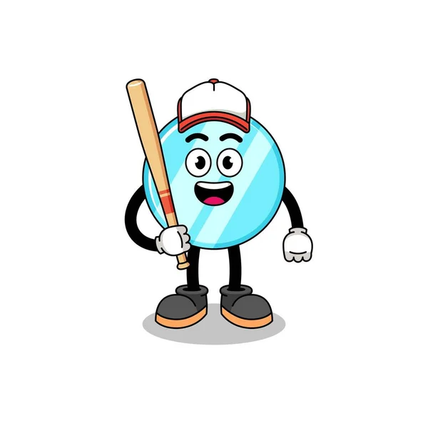 Mascotte Miroir Dessin Animé Tant Que Joueur Baseball Character Design — Image vectorielle