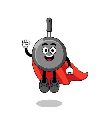 Uçan süper kahramanla tava karikatürü, karakter tasarımı