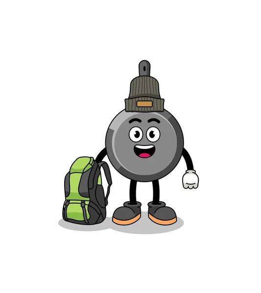Illustration Frying Pan Mascot Hiker Character Design — ストックベクタ