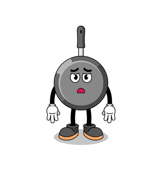 Frying Pan Cartoon Illustration Sad Face Character Design — Stock Vector