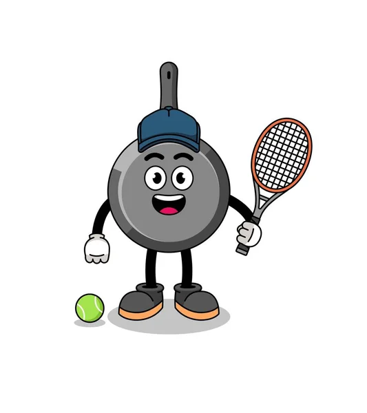 Illustration Poêle Frire Tant Que Joueur Tennis Character Design — Image vectorielle