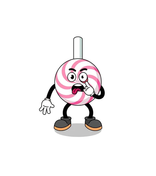 Personagem Ilustração Espiral Pirulito Com Língua Saliente Design Personagem — Vetor de Stock