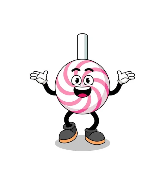 Lollipop Spiral Cartoon Searching Happy Gesture Character Design — стоковый вектор