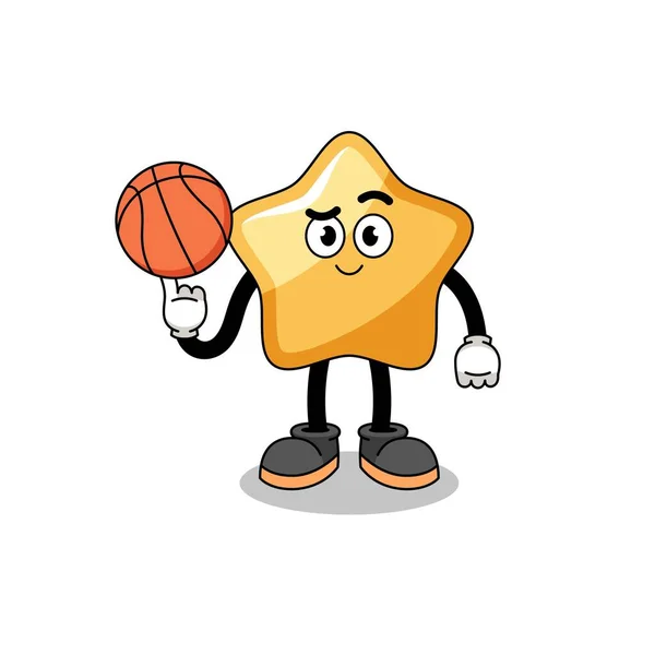 Stjärna Illustration Som Basketspelare Karaktär Design — Stock vektor