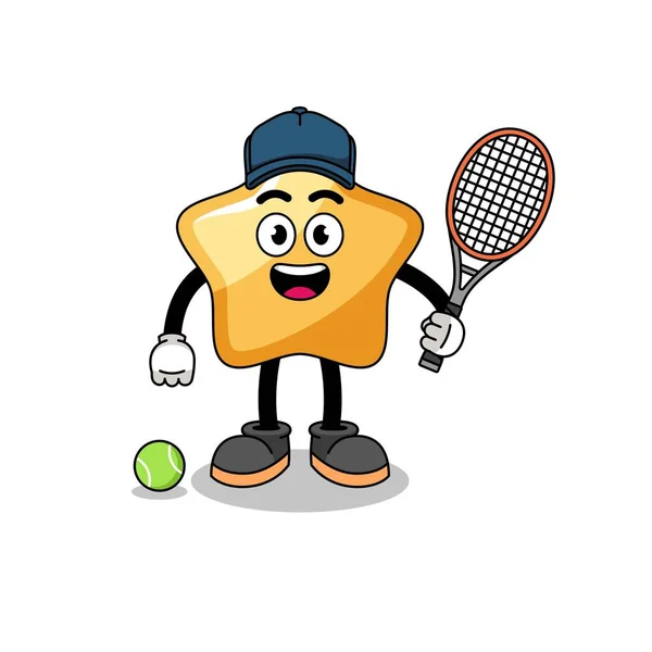 Star Illustration Als Tennisspieler Charakterdesign — Stockvektor
