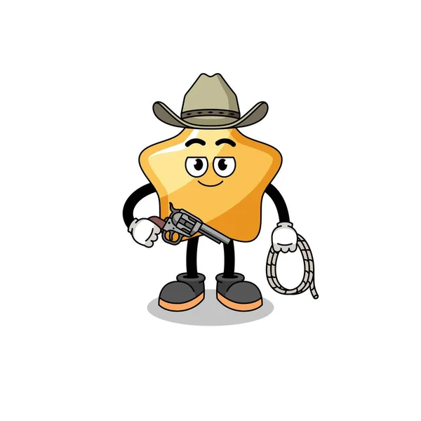 Karakter Kabala Csillag Mint Egy Cowboy Karakter Design — Stock Vector