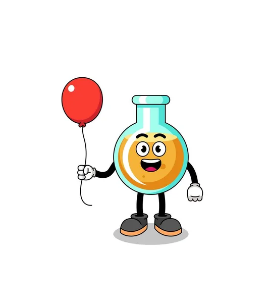 Cartone Animato Becher Laboratorio Possesso Palloncino Character Design — Vettoriale Stock