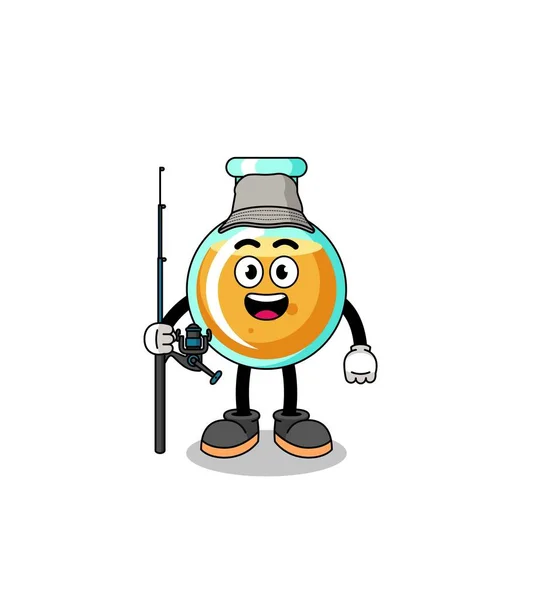 Mascot Illustration Lab Beakers Fisherman Character Design — Stock Vector