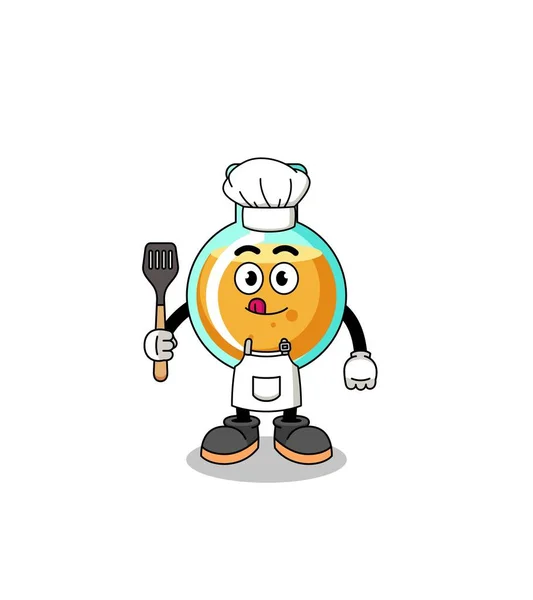 Mascotte Illustration Béchers Laboratoire Chef Character Design — Image vectorielle