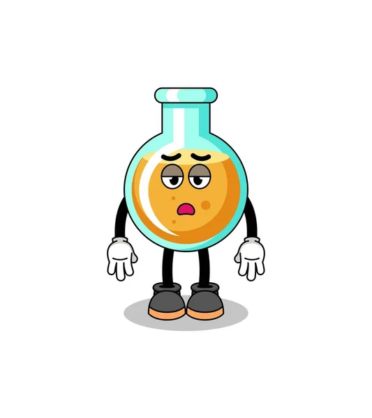 Lab Beakers Cartoon Fatigue Gesture Character Design — Stock Vector