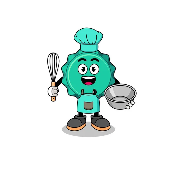 Illustration Bouchon Bouteille Tant Que Chef Boulangerie Character Design — Image vectorielle