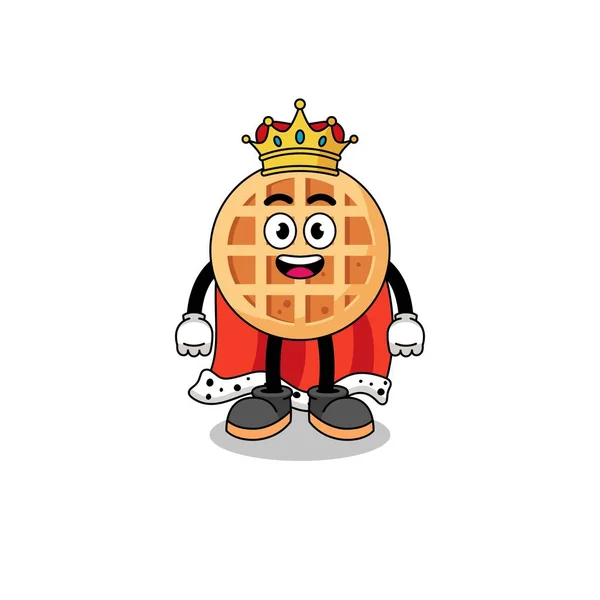 Çember Waffle Kralı Maskot Llüstrasyonu Karakter Tasarımı — Stok Vektör