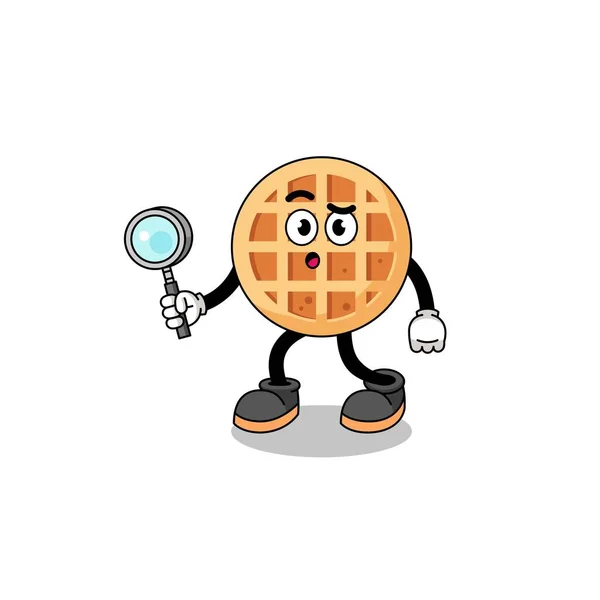 Mascotte Cerchio Waffle Ricerca Character Design — Vettoriale Stock