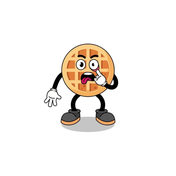 Çember Waffle Karakteristik Çizimi Dili Çıkmış Karakter Tasarımı — Stok Vektör