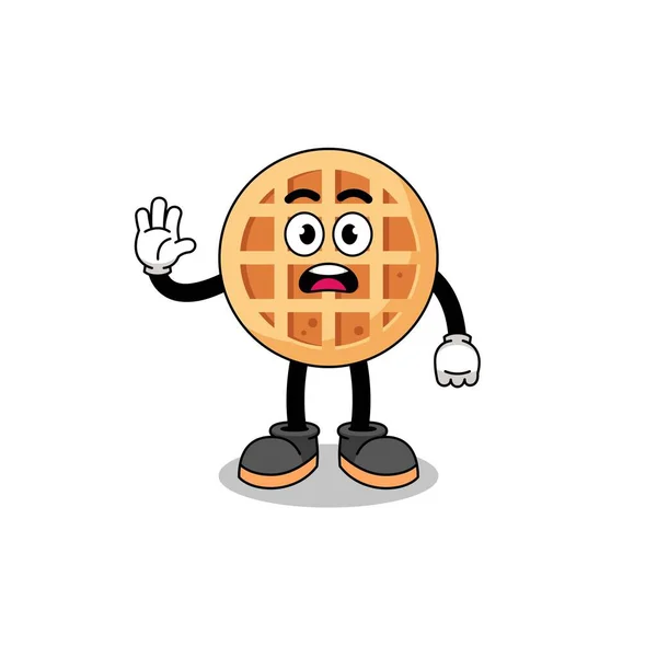 Çember Waffle Çizgi Film Çizimi Stop Hand Karakter Tasarımı Yapıyor — Stok Vektör