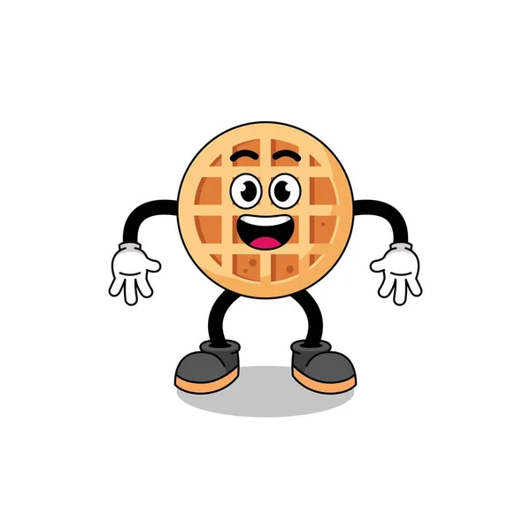 Şaşırmış Jest Karakter Tasarımı Ile Daire Şeklinde Waffle Çizgi Filmi — Stok Vektör
