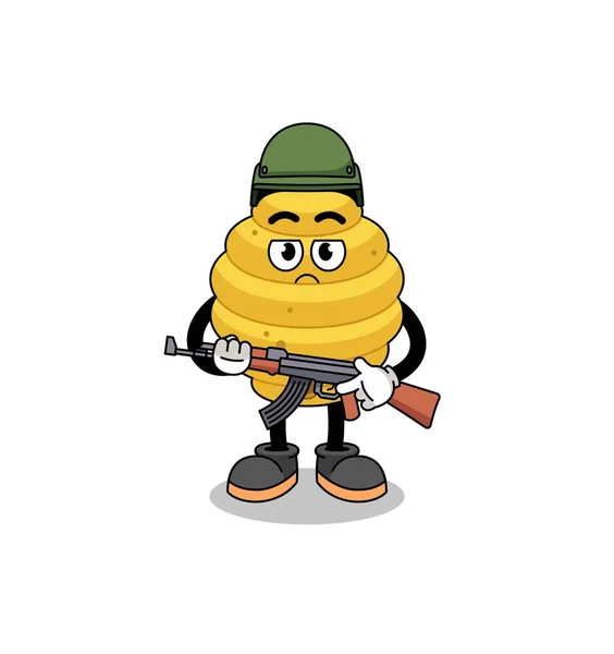 Cartoon Bee Hive Soldier Character Design — Stock Vector