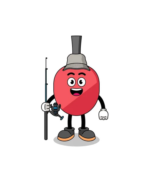 Mascotte Illustration Raquette Ping Pong Pêcheur Character Design — Image vectorielle