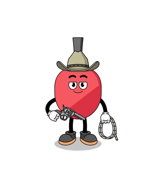 Character Mascot Table Tennis Racket Cowboy Character Design — Stock Vector