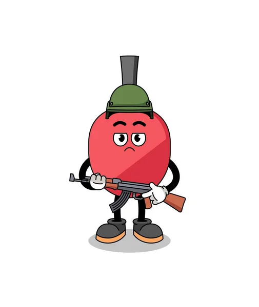 Dessin Animé Raquette Tennis Table Soldat Character Design — Image vectorielle