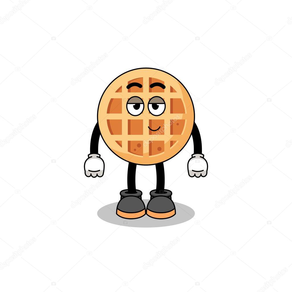 circle waffle cartoon couple with shy pose , character design