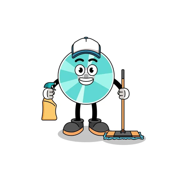 Character Mascot Optical Disc Cleaning Services Character Design — Stock Vector