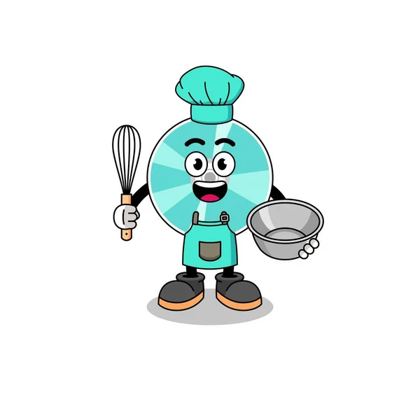 Illustration Optical Disc Bakery Chef Character Design — Stockvektor